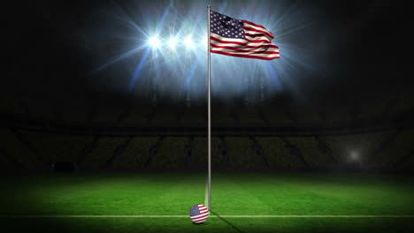 Nationalflagge-Der-Vereinigten-Staaten-Von-Amerika-Weht-Am-Fahnenmast