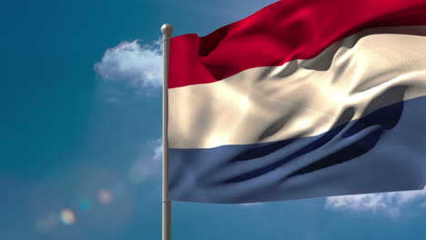 Netherlands-national-flag-waving-on-flagpole