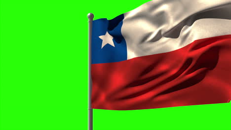 Bandera-Nacional-De-Chile-Ondeando-En-El-Asta-De-La-Bandera