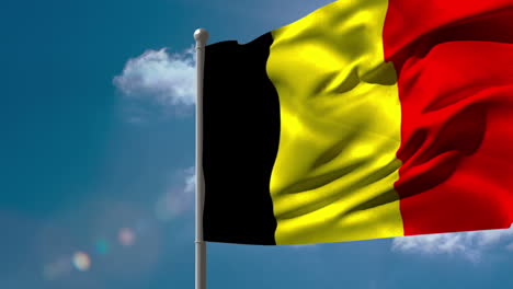 Belgische-Nationalflagge-Weht-Am-Fahnenmast-