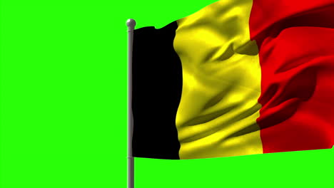 Bandera-Nacional-De-Bélgica-Ondeando-En-El-Asta-De-La-Bandera-