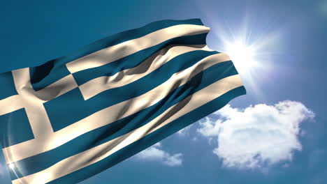 Griechische-Nationalflagge-Weht-Im-Wind