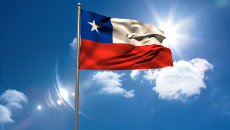 Chilenische-Nationalflagge-Weht-Am-Fahnenmast