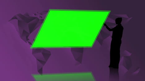 Silhouette-of-businesswoman-presenting-chroma-key