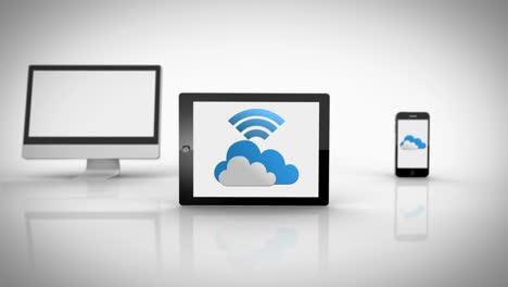 Dispositivos-Multimedia-Que-Muestran-Gráficos-De-Computación-En-La-Nube-Con-Símbolo-Wifi.
