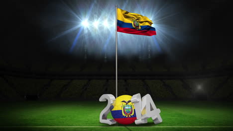 Bandera-Nacional-De-Ecuador-Ondeando-En-El-Campo-De-Fútbol-Con-Mensaje