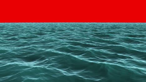 Unruhiger-Blauer-Ozean-Unter-Rotem-Bildschirmhimmel-