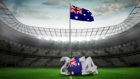 Bandera-Nacional-De-Australia-Ondeando-En-El-Estadio-De-Fútbol
