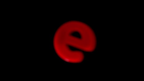 The-letter-e-coming-into-focus-on-black-background