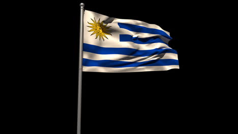 Uruguay-national-flag-waving-on-flagpole