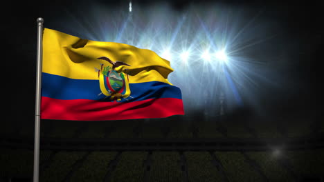 Bandera-Nacional-De-Ecuador-Ondeando-En-El-Asta-De-La-Bandera