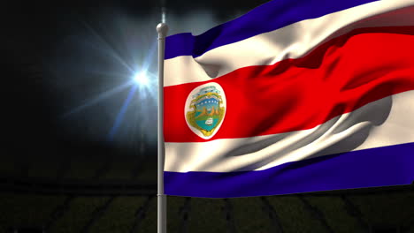 Bandera-Nacional-De-Costa-Rica-Ondeando-En-El-Asta-De-La-Bandera