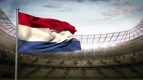Bandera-Nacional-De-Los-Países-Bajos-Ondeando-En-El-Estadio