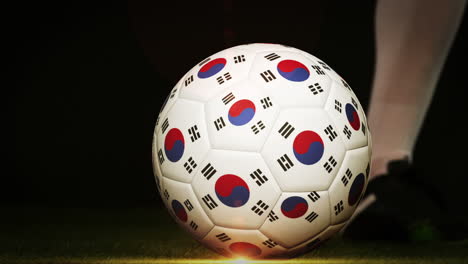 Football-Spieler-Treten-Korea-Republik-Flagge-Ball