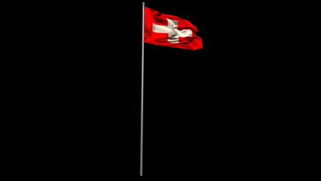 Swiss-national-flag-waving-on-flagpole