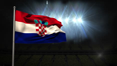 Bandera-Nacional-De-Croacia-Ondeando-En-Un-Asta-De-Bandera-