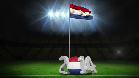 Niederländische-Nationalflagge-Weht-Auf-Fußballplatz-Mit-Botschaft
