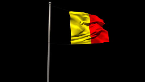 Bandera-Nacional-De-Bélgica-Ondeando-En-El-Asta-De-La-Bandera-