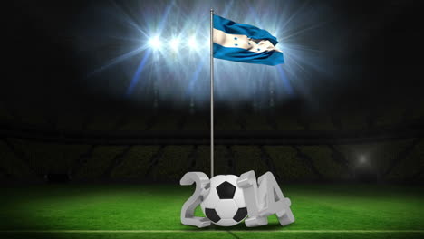 Honduras-national-flag-waving-on-flagpole-with-2014-message