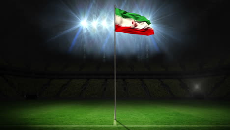 Bandera-Nacional-De-Irán-Ondeando-En-El-Asta-De-La-Bandera