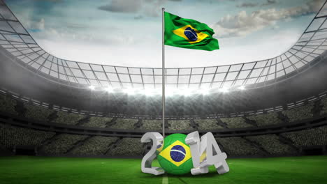 Bandera-Nacional-De-Brasil-Ondeando-En-El-Estadio-De-Fútbol