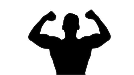 Muscular-man-cheering-and-jumping-silhouette