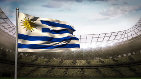 Uruguayische-Nationalflagge-Weht-Auf-Der-Stadionarena