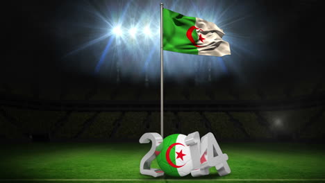 Bandera-Nacional-De-Argelia-Ondeando-En-El-Campo-De-Fútbol-Con-Mensaje
