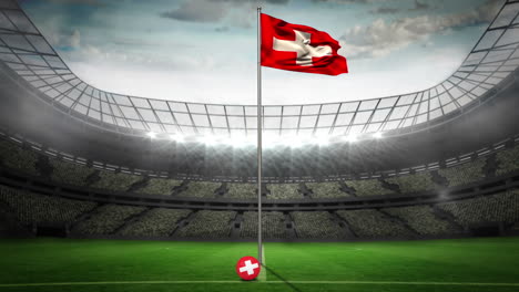 Switzerland-national-flag-waving-on-flagpole