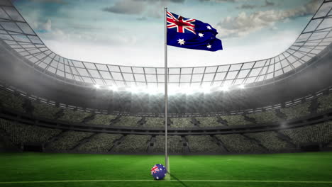 Bandera-Nacional-De-Australia-Ondeando-En-Un-Asta-De-Bandera-