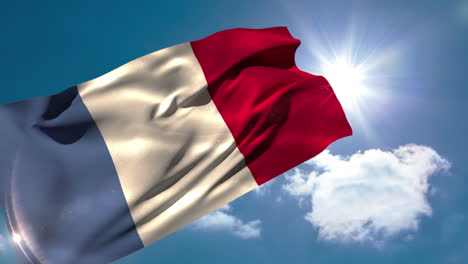Frankreich-Nationalflagge-Weht-Im-Wind
