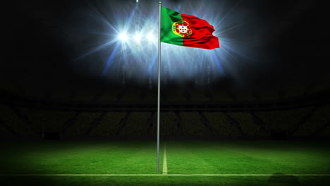 Portugal-Nationalflagge-Weht-Am-Fahnenmast