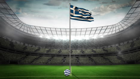 Greece-national-flag-waving-on-flagpole