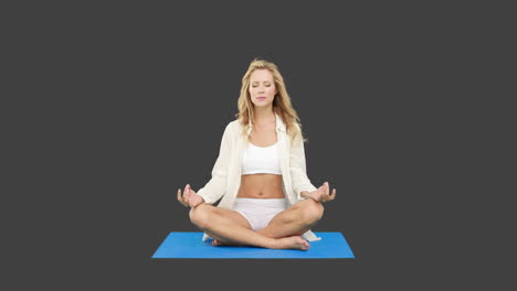 Ziemlich-Fitte-Blondine-Macht-Yoga