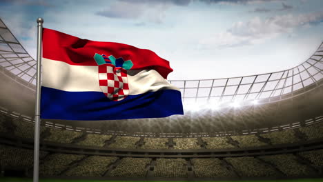 Bandera-Nacional-De-Croacia-Ondeando-En-El-Estadio