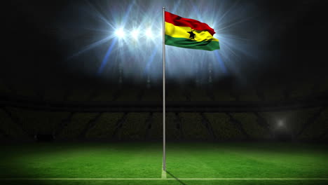 Bandera-Nacional-De-Ghana-Ondeando-En-Un-Asta-De-Bandera-