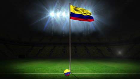 Columbia-national-flag-waving-on-flagpole