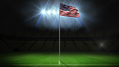 Nationalflagge-Der-Vereinigten-Staaten-Von-Amerika-Weht-Am-Fahnenmast