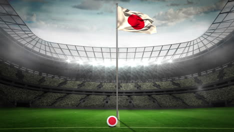 Bandera-Nacional-De-Japón-Ondeando-En-El-Asta-De-La-Bandera