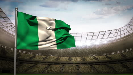 Bandera-Nacional-De-Nigeria-Ondeando-En-El-Estadio