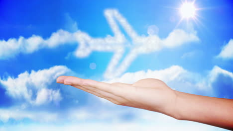 Hand-Präsentiert-Flugzeug-Cloud-Design