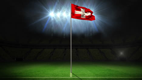 Bandera-Nacional-De-Suiza-Ondeando-En-El-Asta-De-La-Bandera-
