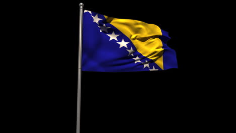 Bandera-Nacional-Bosnia-Ondeando-En-Un-Asta-De-Bandera