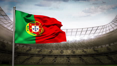 Portugals-Nationalflagge-Weht-Auf-Der-Stadionarena