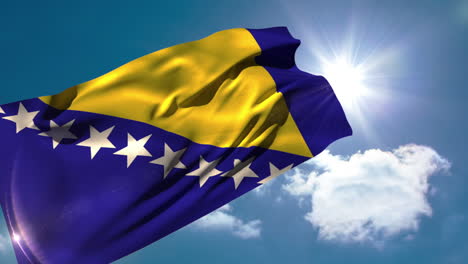 Bandera-Nacional-De-Bosnia-Ondeando-En-La-Brisa