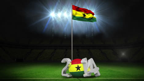Bandera-Nacional-De-Camerún-Ondeando-En-El-Campo-De-Fútbol-Con-Mensaje