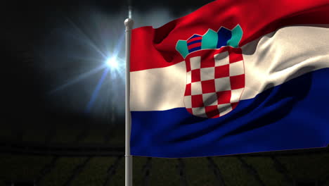 Bandera-Nacional-De-Croacia-Ondeando-En-Un-Asta-De-Bandera-