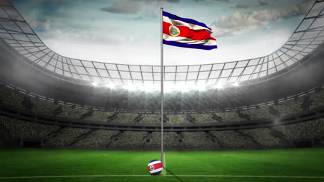 Costa-Rica-national-flag-waving-on-flagpole