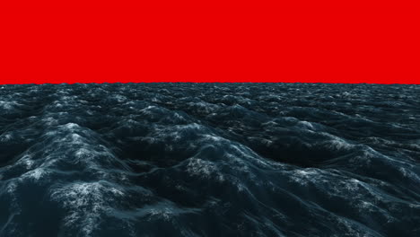 Stürmischer-Blauer-Ozean-Unter-Rotem-Bildschirmhimmel-