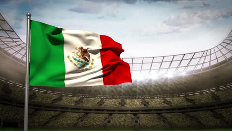 Bandera-Nacional-De-México-Ondeando-En-El-Estadio-Arena
